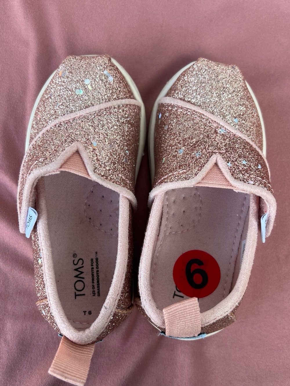 Toms Kids Glitter Slip-On Shoes - Rose Pink